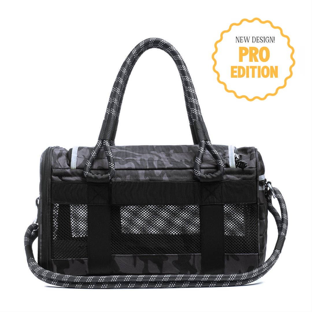 ROVERLUND - OUT-OF-OFFICE PET CARRIER PRO EDITION: BLACK CAMO / BLACK / LARGE - UP TO 25LBS